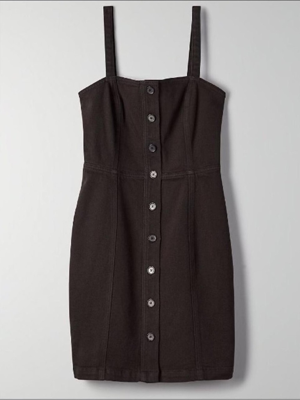 Aritzia Wilfred Free Shasta Black Button-Front Mini Dress